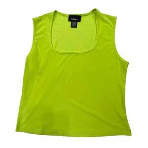 Clara S. Women's Sleeveless Square Neck Neon Lime Tank Top Size S